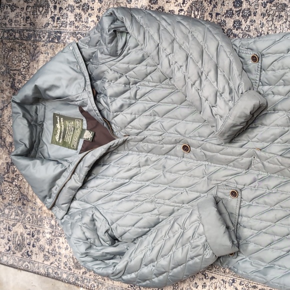 Eddie Bauer Quilted Premium Goose Down Jacket w/ Full Zipper & Buttons - Picture 8 of 8